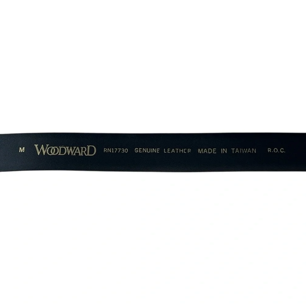 Woodward Black‎ Genuine Leather Belt with Gold C Buckle Belt Size Medium